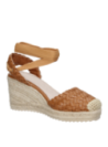 Alpargata camel de mujer Pollini K325 con taco cuña y punta redonda, ideal para un estilo casual.