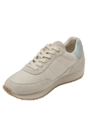 Zapatilla casual de cuero blanco para mujer, cómoda y resistente para el día a día.