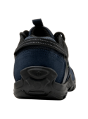 Zapatilla de hombre azul, confort y resistencia en cuero y mesh para uso exterior.