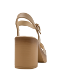 Sandalia beige de mujer, 100% cuero, estilo casual, con taco bloque de 8 cm para un look veraniego.