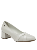 Elegante zapato de cuero blanco para mujer, ideal para cualquier ocasión, con forro de poliuretano.