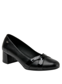 Calzado de cuero negro para mujer, ideal para un look casual y elegante, altura de caña de 7 cm.
