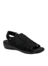 Sandalia de cuero negro para mujer, diseño cómodo y anatómico, ideal para el verano.
