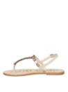 Sandalia beige de cuero de Pollini, estilo casual femenino, con taco plano que estiliza.