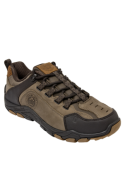 Zapatilla masculina taupe de cuero, resistente y moderna, con suela de gran agarre.