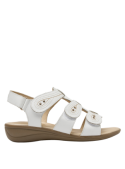 Sandalia blanca de cuero para mujer, estilo casual, perfecta para el verano, con taco plano de 3.5 cm.