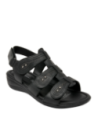 Sandalia de cuero negro para mujer, diseño casual, ideal para el verano, con forro de poliuretano.