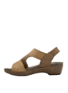 Sandalia de mujer camel, cuero 100%, estilo casual con forro sintético suave.