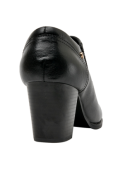 Zapato negro de vestir para mujer, cuero premium, taco bloque, combina elegancia y comodidad.