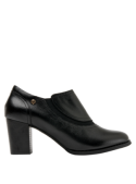 Zapato de vestir negro de mujer en cuero con taco bloque de 6 cm, ideal para ocasiones formales.