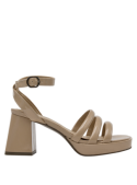 Sandalia de vestir beige para mujer con taco bloque de 7 cm, ideal para el verano.