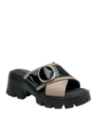 sandalia taupe de cuero para mujer con taco bloque de 8 cm y diseño contemporáneo