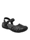 Sandalia de cuero negro, diseño urbano y moderno, ideal para días cálidos, con forro suave de pu.