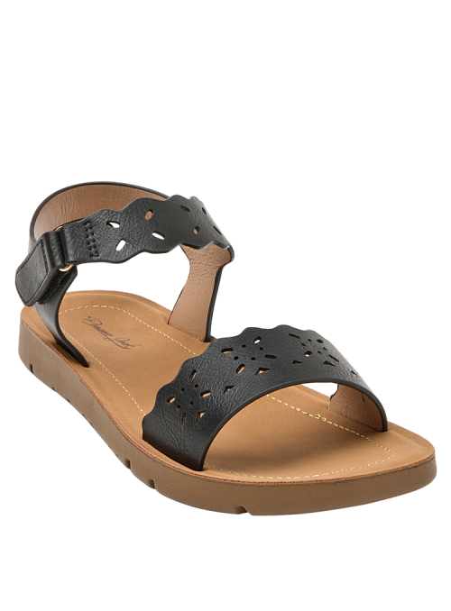Sandalia negra de niña, diseño casual con forro de PU, perfecta para el parque o la playa.