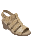 Sandalia de cuero beige para mujer, diseño anatómico y cómodo para uso diario en verano.