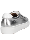 elegante zapatilla de cuero plata con caña de 6 cm para un estilo moderno