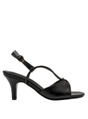 Sandalia de vestir negra de mujer en cuero, elegante y moderna con taco aguja de 7 cm.