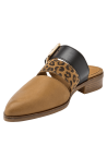 Punta redonda en sandalia casual de cuero camel para mujer.