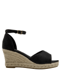 Sandalia de textil negro con diseño moderno para el verano.
