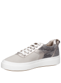 Moderna zapatilla gris de cuero para mujer, ideal para un look urbano con caña de 6 cm.
