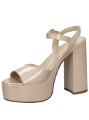 Sandalia de cuero charol beige para mujer, estilo sofisticado, perfecta para diversas ocasiones.