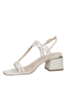 Sandalia de cuero blanco para mujer con taco bloque de 5.5 cm.