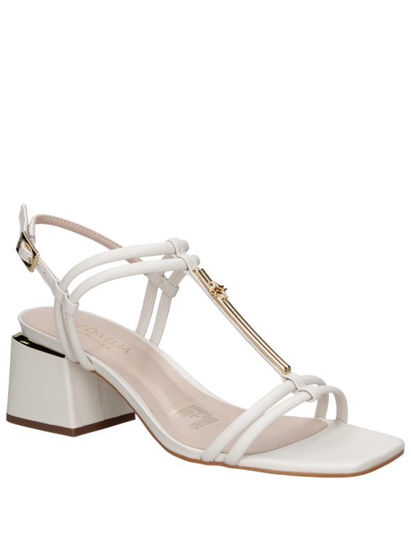 Sandalia negra de cuero para mujer, estilo casual y elegante con taco bloque de 5.5 cm.