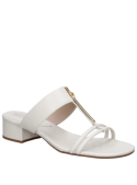 Sandalia blanca de cuero para mujer, estilo casual con taco bloque, ideal para días cálidos.