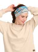 Bandana unisex beige para niño, material reciclado, secado rápido y ajuste cómodo para diversas actividades.