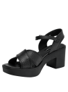Sandalia negra de cuero para mujer, diseño casual con acabado premium y taco de 6 cm.