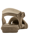 Sandalia casual de cuero taupe para mujer, perfecta para días cálidos, con diseño moderno.