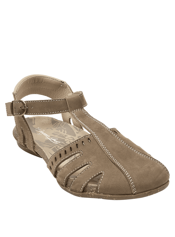 Sandalia de cuero negro, diseño urbano y moderno, ideal para días cálidos y confortables.