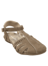 Elegante sandalia casual taupe para mujer, ideal para el verano, con elevación cómoda y estable.