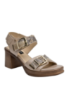 Sandalia de mujer en cuero pitón, estilo casual con punta abierta.