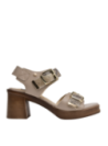 Sandalia de cuero pitón con taco bloque de 8 cm, diseño casual femenino.