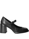 Zapato de cuero negro casual para mujer, sofisticado con detalles femeninos y caña de 6 cm.