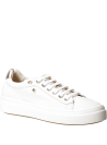 moderna zapatilla urbana de cuero blanco para mujer, perfecta para destacar en la ciudad