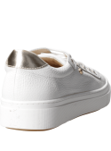 elegante zapatilla blanca de cuero para mujer con forro de microfibra, estilo urbano