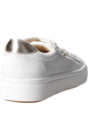 elegante zapatilla blanca de cuero para mujer con forro de microfibra, estilo urbano
