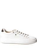 zapatilla blanca de cuero para mujer con diseño urbano y taco plano de 3 cm