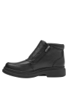 Calzado masculino casual en cuero negro, con cremallera lateral y suela gruesa, ofrece soporte y estilo práctico.