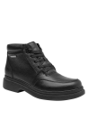 Botín negro de cuero para hombre, estilo casual, con suela robusta y tracción, adecuado para diferentes climas y actividades.