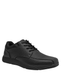 Zapato casual negro de cuero para hombre, con capellada texturizada que aporta robustez y durabilidad.