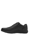 Calzado casual negro de cuero para hombre, con suela gruesa antideslizante que ofrece estabilidad en diversas superficies.