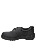 Zapato de seguridad negro de cuero Strong para hombre, ideal para trabajos exigentes.
