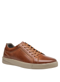 Zapatilla casual camel de cuero para hombre, talón elevado que ofrece buen soporte al arco del pie.