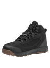 Botín masculino en cuero negro, con cuello acolchado y interior cómodo, perfecto para caminatas prolongadas.