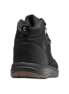 Botín outdoor de cuero negro para hombre, con sistema de amarre firme y costuras visibles que aportan estilo.