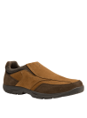 Zapato camel de cuero con suela gruesa antideslizante, ideal para tracción y estabilidad en diversas superficies.
