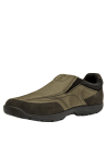 Calzado mocasín taupe para hombre, suela gruesa antideslizante ideal para caminatas en diversas superficies.